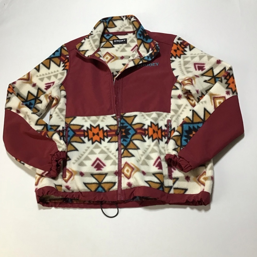 Hooey Youth Burgundy Aztec Pattern Fleece Jacket - Picture 3 of 13
